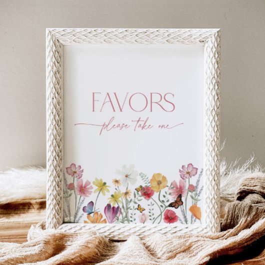 Wildflower en Butterflies Love in Bloom Favors Reclamebord Met Voetstuk