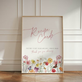 Wildflower en Butterflies Recept Kaarten voor Brid Reclamebord Met Voetstuk