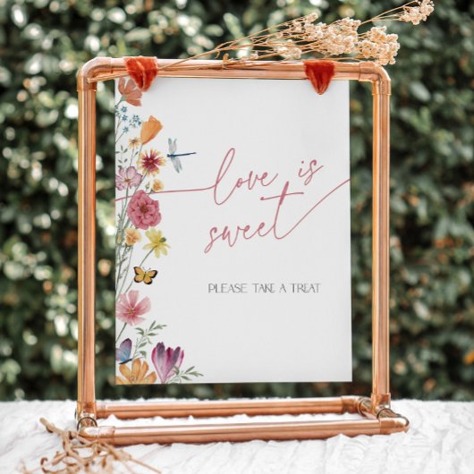 Wildflower en Butterfly Love is een zoet dessert Reclamebord Met Voetstuk