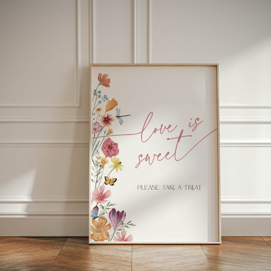 Wildflower en Butterfly Love is een zoet dessert Reclamebord Met Voetstuk