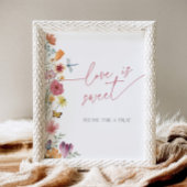 Wildflower en Butterfly Love is een zoet dessert Reclamebord Met Voetstuk