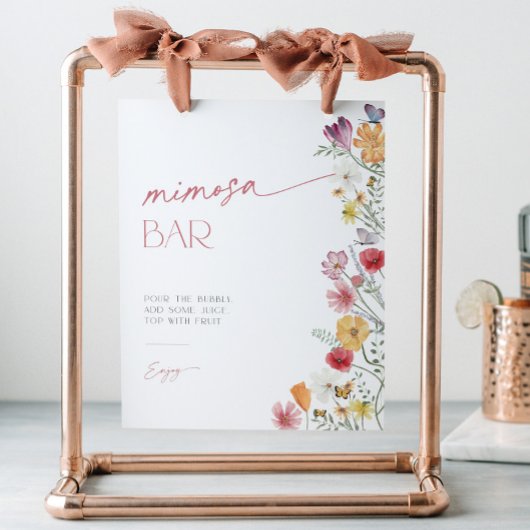 Wildflower en Butterfly Mimosa Bar Cocktail Drink Reclamebord Met Voetstuk