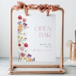 Wildflower en Butterfly Open Bar Drinken zijn op o Reclamebord Met Voetstuk