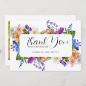 Wildflower en Foto Bruidsfeest Plat Bedankkaart (Voorkant / Achterkant)