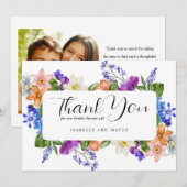 Wildflower en Foto Bruidsmeisjesfeest Plat Bedankkaart (Voorkant / Achterkant)