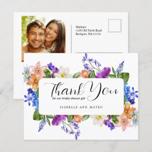 Wildflower- en fotobruiloftsdankjewel briefkaart