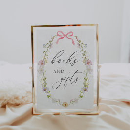 Wildflower en roze strik boeken en geschenken teke poster