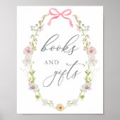 Wildflower en roze strik boeken en geschenken teke poster (Voorkant)