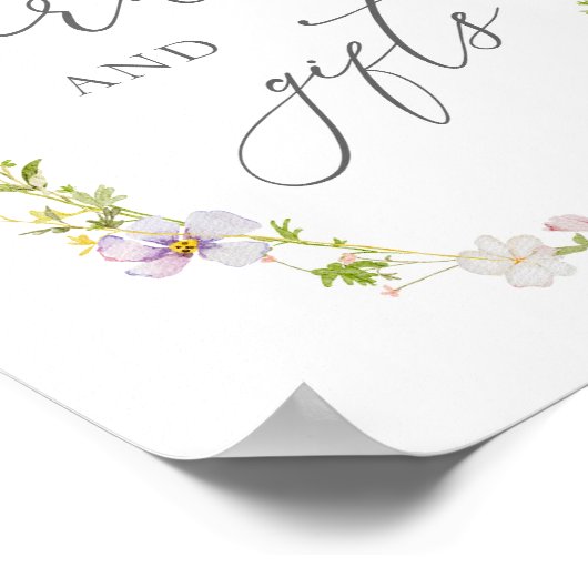 Wildflower en roze strik Kaarten en geschenken tek Poster (Hoek)