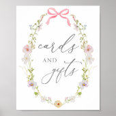 Wildflower en roze strik Kaarten en geschenken tek Poster (Voorkant)