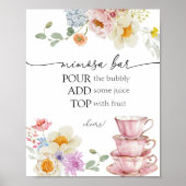Wildflower en roze theekopjes Mimosa Sign Poster (Voorkant)