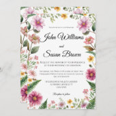Wildflower en varen bruiloft uitnodiging (Voorkant / Achterkant)