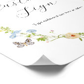 Wildflower en vlinders Aangepast tekstteken Poster (Hoek)