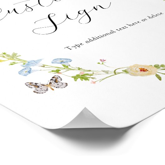 Wildflower en vlinders Aangepast tekstteken Poster (Hoek)
