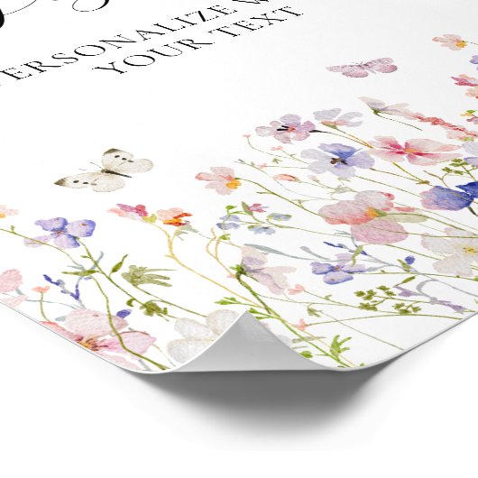 Wildflower en vlinders aangepaste teken poster (Hoek)