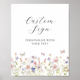 Wildflower en vlinders aangepaste teken poster