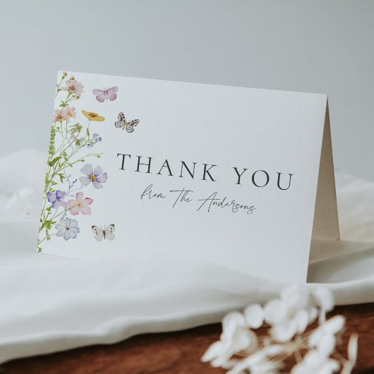 Wildflower en vlinders douche Dank u Bedankkaart