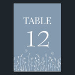 Wildflower en Vlinders Tafelnummer Kaart<br><div class="desc">Voeg een vleugje natuurschoon toe aan uw trouwtafel met onze Wildflower and Butterflies Table Number Kaart van het Dusty Blue Wildflower and Butterflies Collectie. Deze prachtige tafelnummerkaarten hebben een charmante weide van stoffige blauwe wilde bloemen en vlinders die een gevoel van rustieke charme en romance oproepen. Of u nu een...</div>