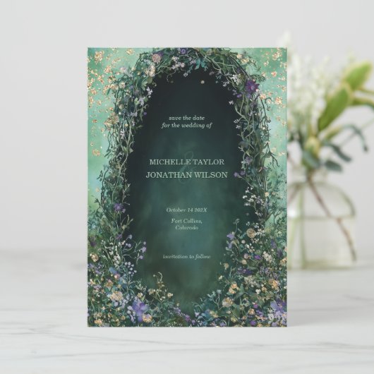  Wildflower Enchanted Forest Bewaar de datum Kaart (Staand voorkant)