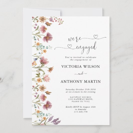 Wildflower Engagement Party Uitnodiging (Voorkant)