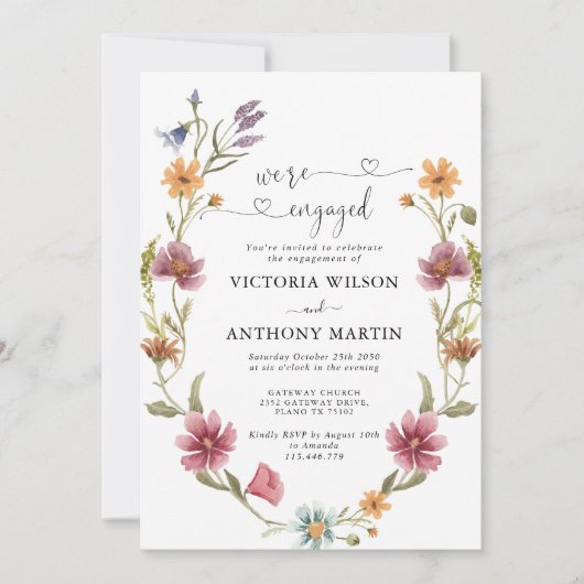 Wildflower Engagement Party Uitnodiging (Voorkant)