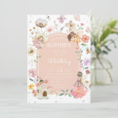 Wildflower Fairy 1e verjaardag partij Kaart (Staand voorkant)