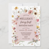 Wildflower Fairy 1st Birthday Princess Party Kaart (Voorkant)