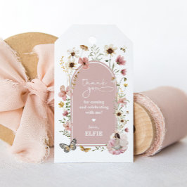 Wildflower Fairy Dusty Pink Garden Verjaardagsguns Cadeaulabel