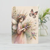  Wildflower Fairy en Butterfly Feestdagenkaart (Staand voorkant)