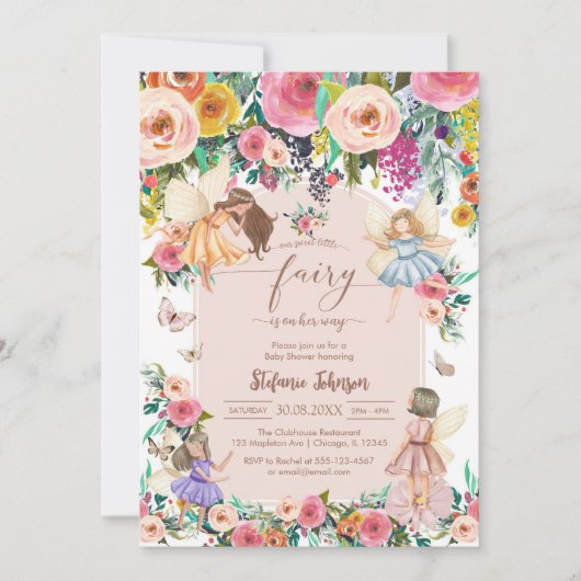 Wildflower Fairy First 1st Birthday Invitation Kaart (Voorkant)