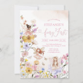 Wildflower Fairy First 1st Birthday Invitation Kaart (Voorkant)