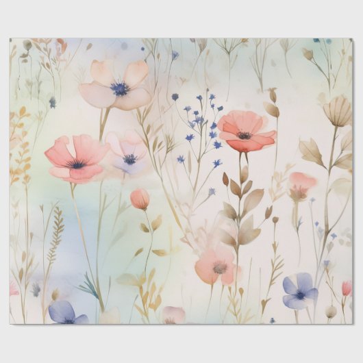 Wildflower Fairy Floral Wrapping Paper Cadeaupapier (Vlak)