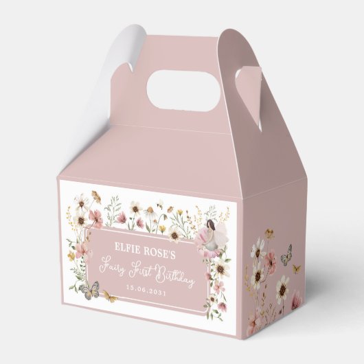 Wildflower Fairy gedempte Blush Garden Tea Party Bedankdoosjes (Achterkant)