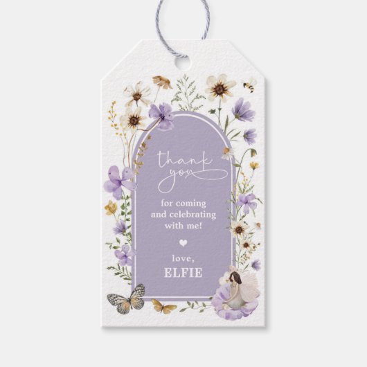 Wildflower Fairy Lavendel Garden Verjaardagsgunste Cadeaulabel (Voorkant)