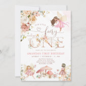 Wildflower Fairy One Girl 1st Birthday Invitation Kaart (Voorkant)