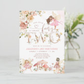 Wildflower Fairy Two Girl 2nd Birthday Invitation Kaart (Staand voorkant)