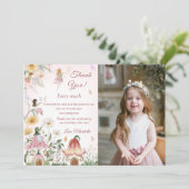 Wildflower Fairy Verjaardag Foto Dank je Kaart (Staand voorkant)