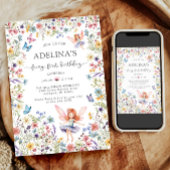 Wildflower Fairy Vlinder 1e Verjaardag Uitnodiging