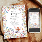 Wildflower Fairy Vlinder 2e verjaardag uitnodiging