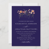 Wildflower Fall Wedding Navy Blue Terracotta Roze Kaart (Voorkant)