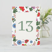 Wildflower Farmhouse Folk Wedding Kaart (Staand voorkant)