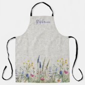 Wildflower Faux Linen Textured Apron Schort (Voorkant)