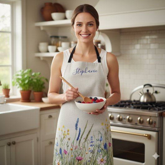 Wildflower Faux Linen Textured Apron Schort