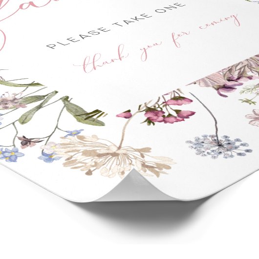 Wildflower Favor Teken Bloemen Baby shower Bruilof Poster (Hoek)