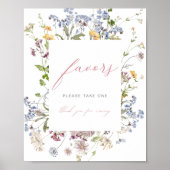 Wildflower Favor Teken Bloemen Baby shower Bruilof Poster (Voorkant)