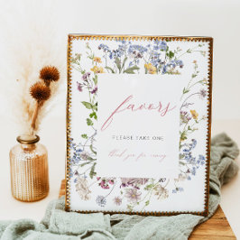 Wildflower Favor Teken Bloemen Baby shower Bruilof Poster