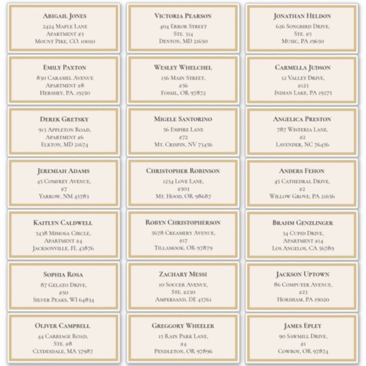 Wildflower Fern Beige Gold Wedding Guest Adres Sticker (Voorkant)