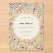  Wildflower Fern Beige Save the Date Acryl Uitnodigingen (Voorkant)