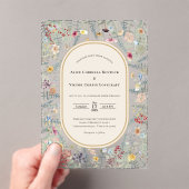 Wildflower Fern beige Wedding Acryl Uitnodigingen (Insitu (Draagbaar))