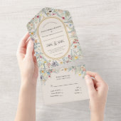  Wildflower Fern beige Wedding All In One Uitnodiging (Afscheurbaar)